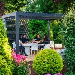 Pergola bioclimatique anthracite autoportée 3x4M Ombréa