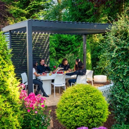 Pergola bioclimatique anthracite autoportée 3x4M Ombréa