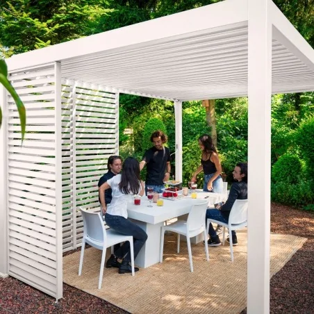 Pergola bioclimatique blanche autoportée 3x4M Ombréa