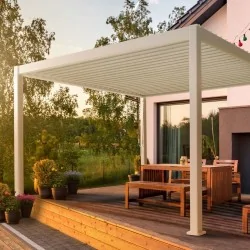 Pergola bioclimatique blanche autoportée 3x4M Ombréa
