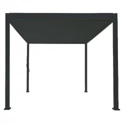 Pergola bioclimatique anthracite autoportée 3x4M Ombréa fond blanc