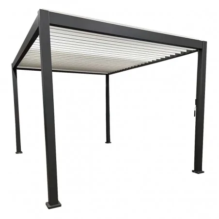 Pergola bioclimatique autoportée 3x4M fond blanc Ombréa